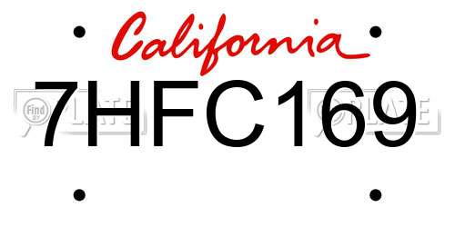 7HFC169 California License Plate