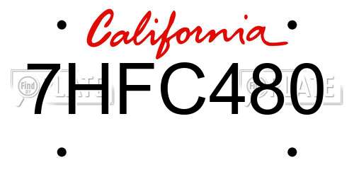 7HFC480 California License Plate