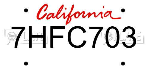 7HFC703 California License Plate