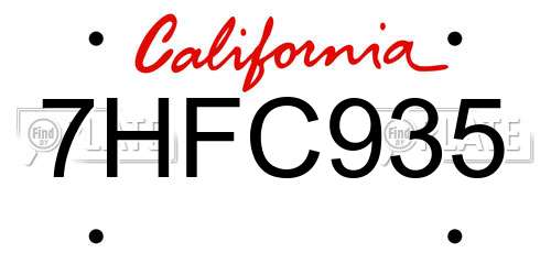7HFC935 California License Plate