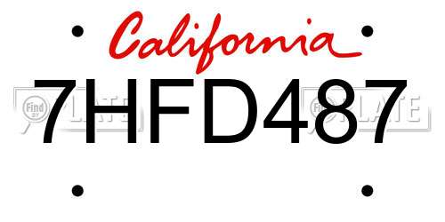 7HFD487 California License Plate