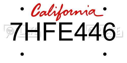 7HFE446 California License Plate
