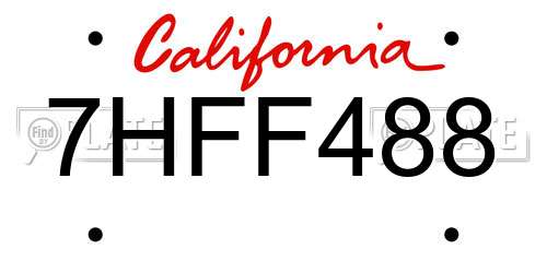 7HFF488 California License Plate