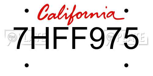 7HFF975 California License Plate