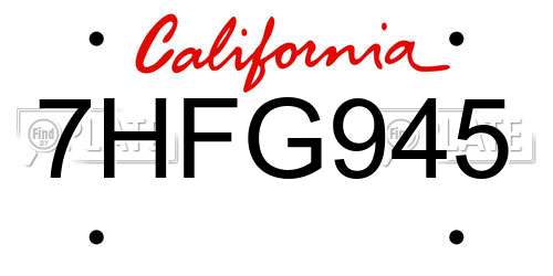 7HFG945 California License Plate