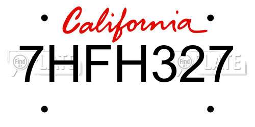 7HFH327 California License Plate