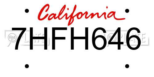7HFH646 California License Plate