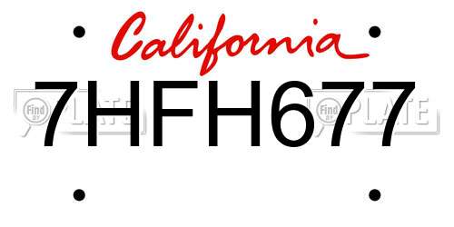 7HFH677 California License Plate