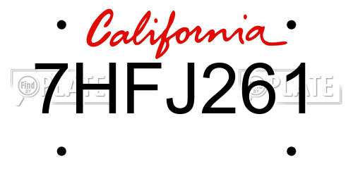 7HFJ261 California License Plate