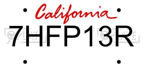 7HFP13R California License Plate