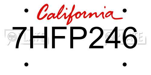 7HFP246 California License Plate