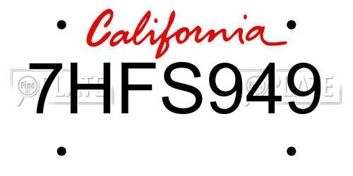 7HFS949 California License Plate