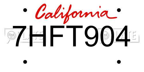 7HFT904 California License Plate