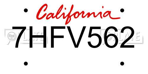 7HFV562 California License Plate