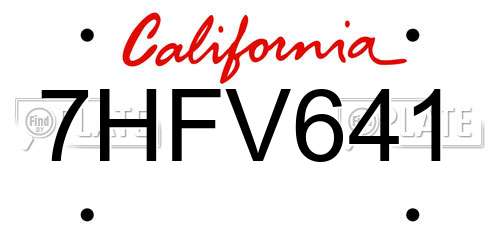 7HFV641 California License Plate