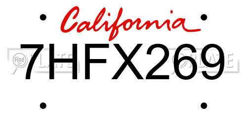 7HFX269 California License Plate