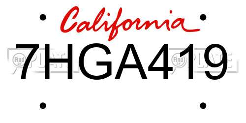 7HGA419 California License Plate