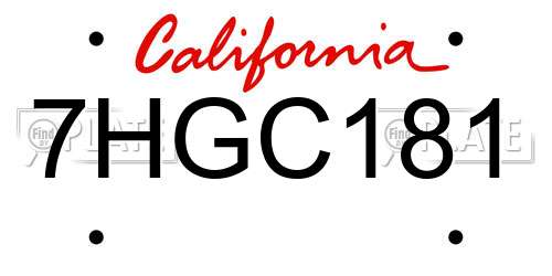 7HGC181 California License Plate