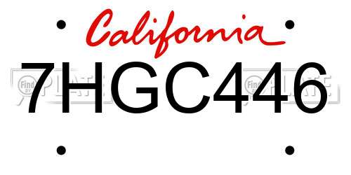 7HGC446 California License Plate
