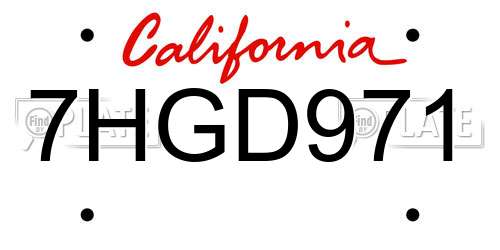 7HGD971 California License Plate