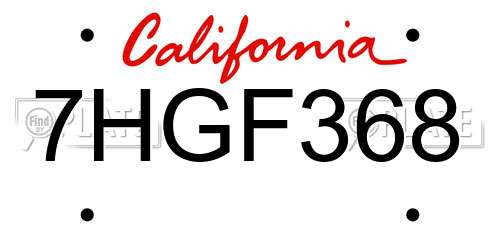 7HGF368 California License Plate