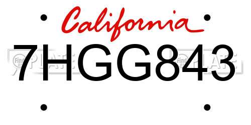 7HGG843 California License Plate