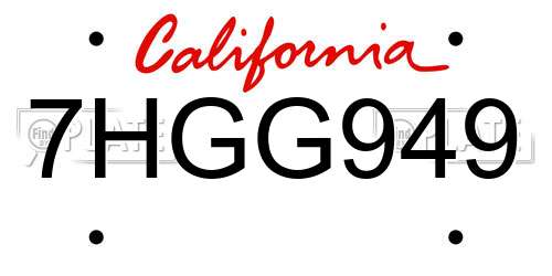 7HGG949 California License Plate