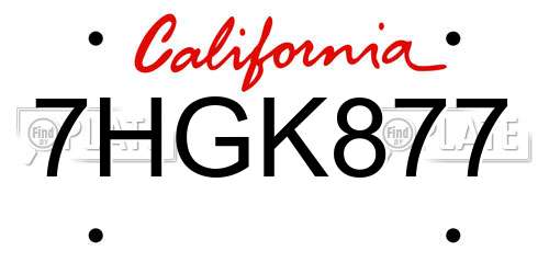 7HGK877 California License Plate