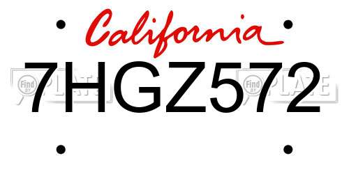 7HGZ572 California License Plate