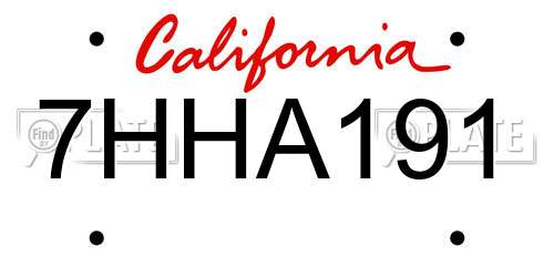 7HHA191 California License Plate
