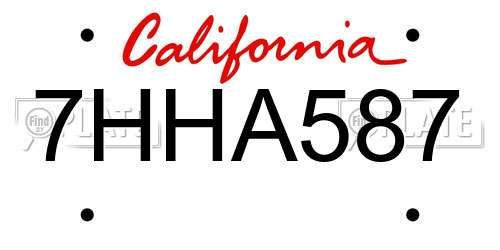 7HHA587 California License Plate