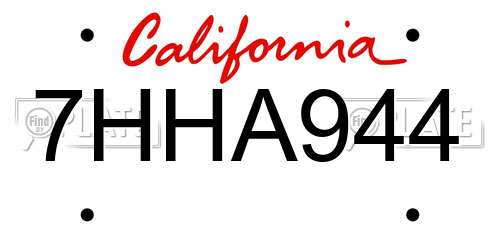 7HHA944 California License Plate
