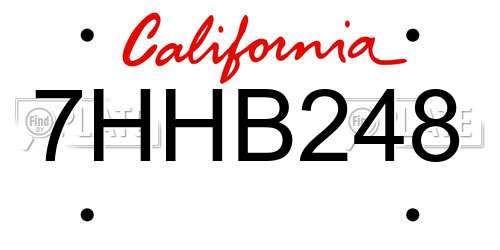 7HHB248 California License Plate