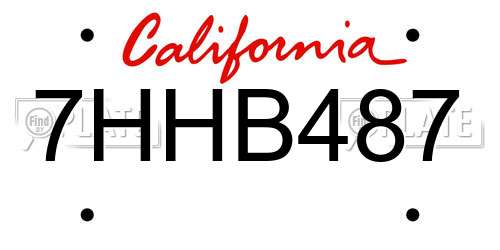 7HHB487 California License Plate