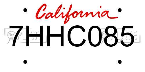 7HHC085 California License Plate