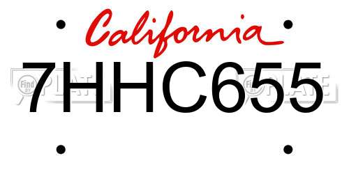 7HHC655 California License Plate