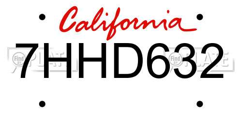 7HHD632 California License Plate