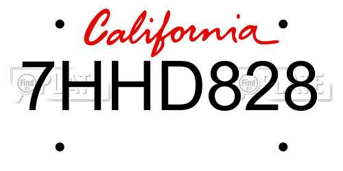 7HHD828 California License Plate