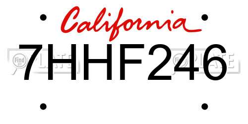 7HHF246 California License Plate