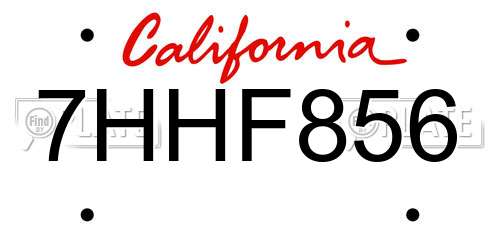 7HHF856 California License Plate