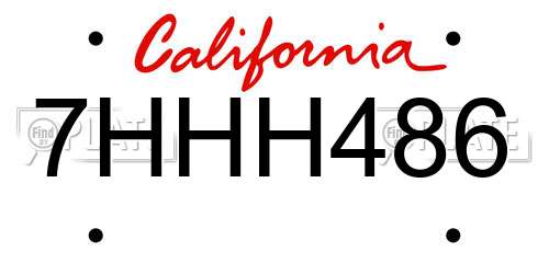 7HHH486 California License Plate