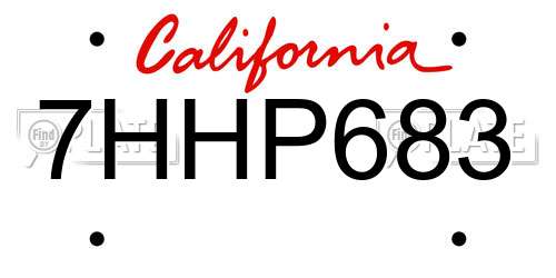 7HHP683 California License Plate