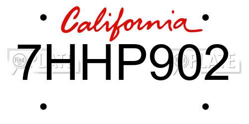 7HHP902 California License Plate