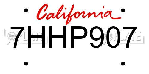7HHP907 California License Plate