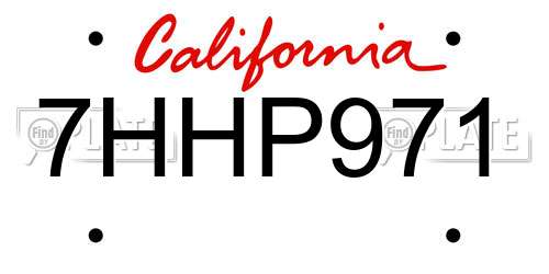 7HHP971 California License Plate