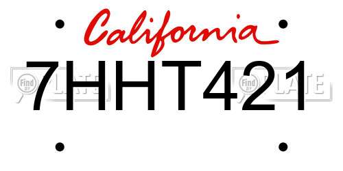 7HHT421 California License Plate