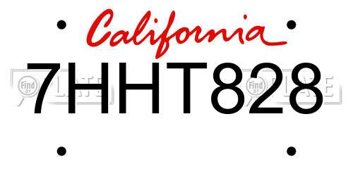 7HHT828 California License Plate