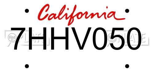 7HHV050 California License Plate