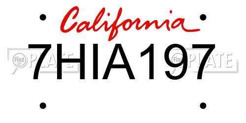 7HIA197 California License Plate