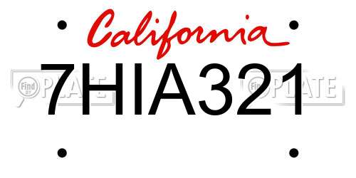 7HIA321 California License Plate